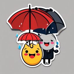 Love in the Rain with Umbrella Emoji Sticker - Sharing warmth in the rain of love, , sticker vector art, minimalist design