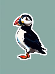 Atlantic Puffin Sticker - A charming Atlantic puffin with a colorful beak, ,vector color sticker art,minimal