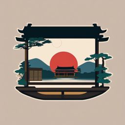 Japanese Ryokan Sticker - Transport yourself to Japan with the serene and traditional Japanese ryokan sticker, , sticker vector art, minimalist design