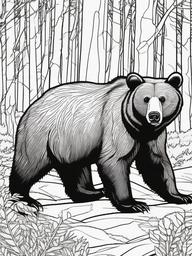 Bear Coloring Pages - Powerful Roaming Forest Animal  black outline printable coloring page