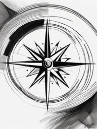 sketch of a compass  minimal rough sketch scribbles,doodles,black and white