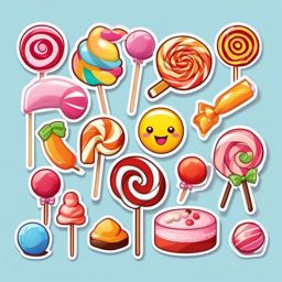 Lollipop and Candy Emoji Sticker - Sugary temptation, , sticker vector art, minimalist design