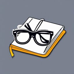 Book and glasses sticker, Scholarly , sticker vector art, minimalist design