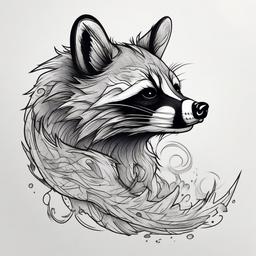 Raccoon ghost   ,tattoo design, white background