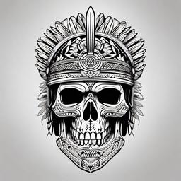 Aztec Warrior Skull Tattoo Designs  minimal,tattoo,white background