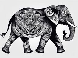 elephant tattoo black and white design 