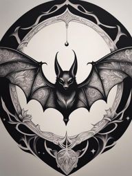 mysterious bat tattoo, representing night, rebirth, and the unknown. 