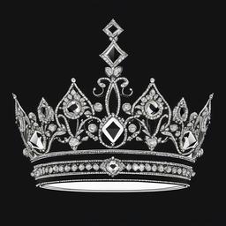 drawing of a crown with diamonds  minimal rough sketch scribbles,doodles,black and white