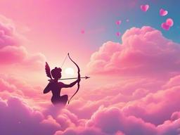 Valentines Day background - Cupid aiming his arrow in a pastel-colored sky  aesthetic background wallpaper