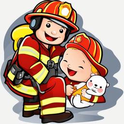 Fireman clipart - fireman rescuing a child  vector clipart