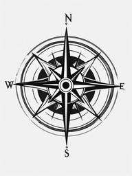 Compass Tattoo Traditional - Traditional style compass tattoo.  simple vector tattoo,minimalist,white background