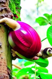 sloths attempting a 'tree climbing race,' moving at a snail's pace to reach the top. 