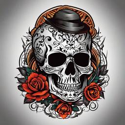 skull and skeleton tattoos  simple vector color tattoo