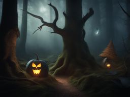 spooky forest creatures - showcase mysterious and eerie creatures lurking in a dark, enchanted forest. 