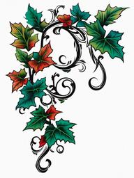 black ivy vine tattoo  simple vector color tattoo