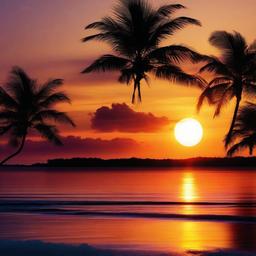 Beach Background Wallpaper - sunset and palm trees wallpaper  