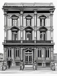 drawing of a historic building  minimal rough sketch scribbles,doodles,black and white