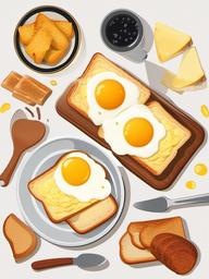 Breakfast clipart - Scrambled eggs with toast.  vector style illustration, white background