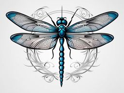 Dragon fly tattoo design, Creative tattoo designs featuring dragonflies, known for their delicate beauty.  color, tattoo style pattern, clean white background