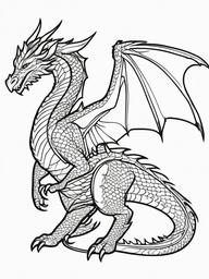 Dragon with Armor Coloring Pages - Fierce Dragon Ready for Battle  minimal black outline printable sheet, coloring page