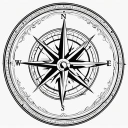 Feminine Vintage Compass Tattoo - Vintage-inspired and feminine compass tattoo.  simple vector tattoo,minimalist,white background