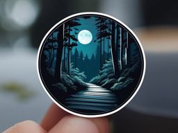 Moonlit forest path sticker- Enchanting and serene, , sticker vector art, minimalist design
