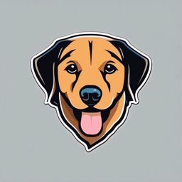 Dog Face Sticker - Friendly dog face, ,vector color sticker art,minimal