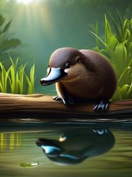 Cute Platypus in an Australian Creek  clipart, simple