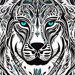 Abstract tribal panther ink. Cultural markings of the wild.  color tattoo, white background