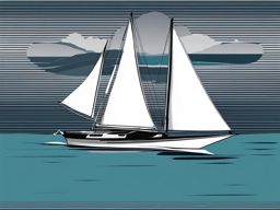 boat clipart - sailing peacefully on calm waters. 