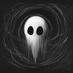 drawing of ghost  minimal rough scribbles,doodles,black and white