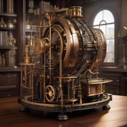In steampunk city, inventor creates machine that can manipulate time but at great cost. ultra realistic,stunning detail,Textures