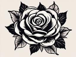 Black Rose Tattoo Traditional-Embrace of classic and timeless artistry with a traditional black rose tattoo, featuring bold lines and vibrant shades.  simple vector color tattoo