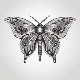 Luna Moth Sternum Tattoo - Opt for a bold and central placement with a sternum tattoo featuring a Luna moth design.  simple vector color tattoo, minimal, white background