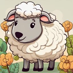 Sheep cartoon - wooly animal with a gentle nature  cartoon sticker style