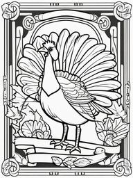 Turkey with a Thanksgiving Banner Coloring Pages - Turkey Ready to Celebrate the Holiday  minimal black outline printable sheet, coloring page