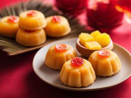 pineapple tarts, a tropical treat, indulged at a lively chinese new year celebration. 