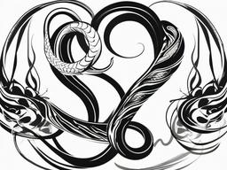 Beautiful Snake Tattoo - Visually appealing and beautiful snake tattoo.  simple vector tattoo,minimalist,white background