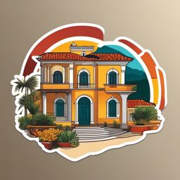 Spanish Villa Sticker - Convey the Mediterranean allure with the warm and Spanish villa sticker, , sticker vector art, minimalist design