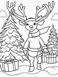 Reindeer Games Coloring Pages - Fun Activities with Santa’s Helpers  minimal black outline printable sheet, coloring page