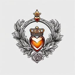 claddagh tattoo design  simple color tattoo,minimal,white background