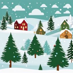 Xmas Tree Clipart,Creating a winter wonderland scene  simple, 2d flat