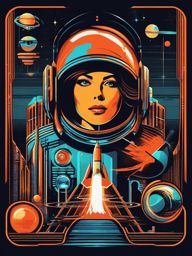 Retro Sci-Fi Dreams - Create a t-shirt inspired by the futuristic visions of retro science fiction. , vector art, splash art, retro t shirt design