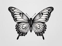 december butterfly tattoo  simple color tattoo, minimal, white background