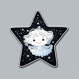 Star-shaped snow angel sticker- Heavenly and playful, , sticker vector art, minimalist design