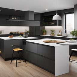 Modern Minimalist Kitchen - Create a sleek and clutter-free modern kitchen. , kitchen layout design ideas, multicoloured, photo realistic, hyper detail, high resolution,