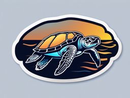 Sea Turtle Sticker - A serene sea turtle swimming gracefully in the ocean, ,vector color sticker art,minimal