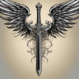sword with wings tattoo  simple vector color tattoo
