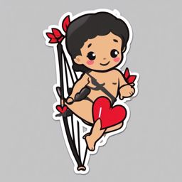 Cupid's Arrow and Heart Emoji Sticker - Struck by Cupid's love, , sticker vector art, minimalist design