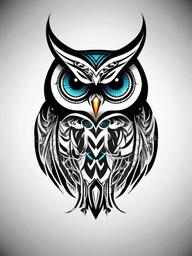 Tribal Tattoo Owl - Infuse tribal artistry with the symbolism of an owl in a tribal owl tattoo.  simple color tattoo,vector style,white background